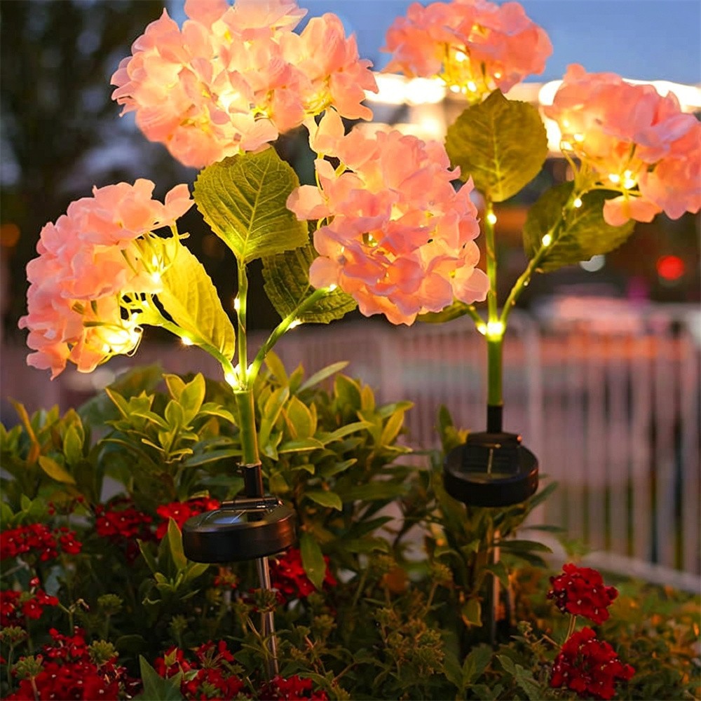 Outdoor Lighting On Fence - Solar Hydrangea Flower Lamp, Solar LED