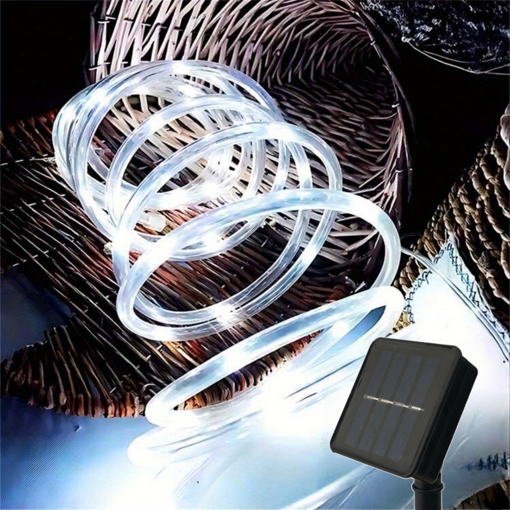 Outdoor Lighting On Fence - LED Solar Strip Rope Tube Fairy
