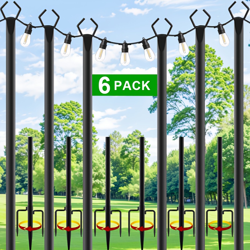 Outdoor Lighting For Backyard - 6pcs Metal Light Poles, 8.9ft Metal