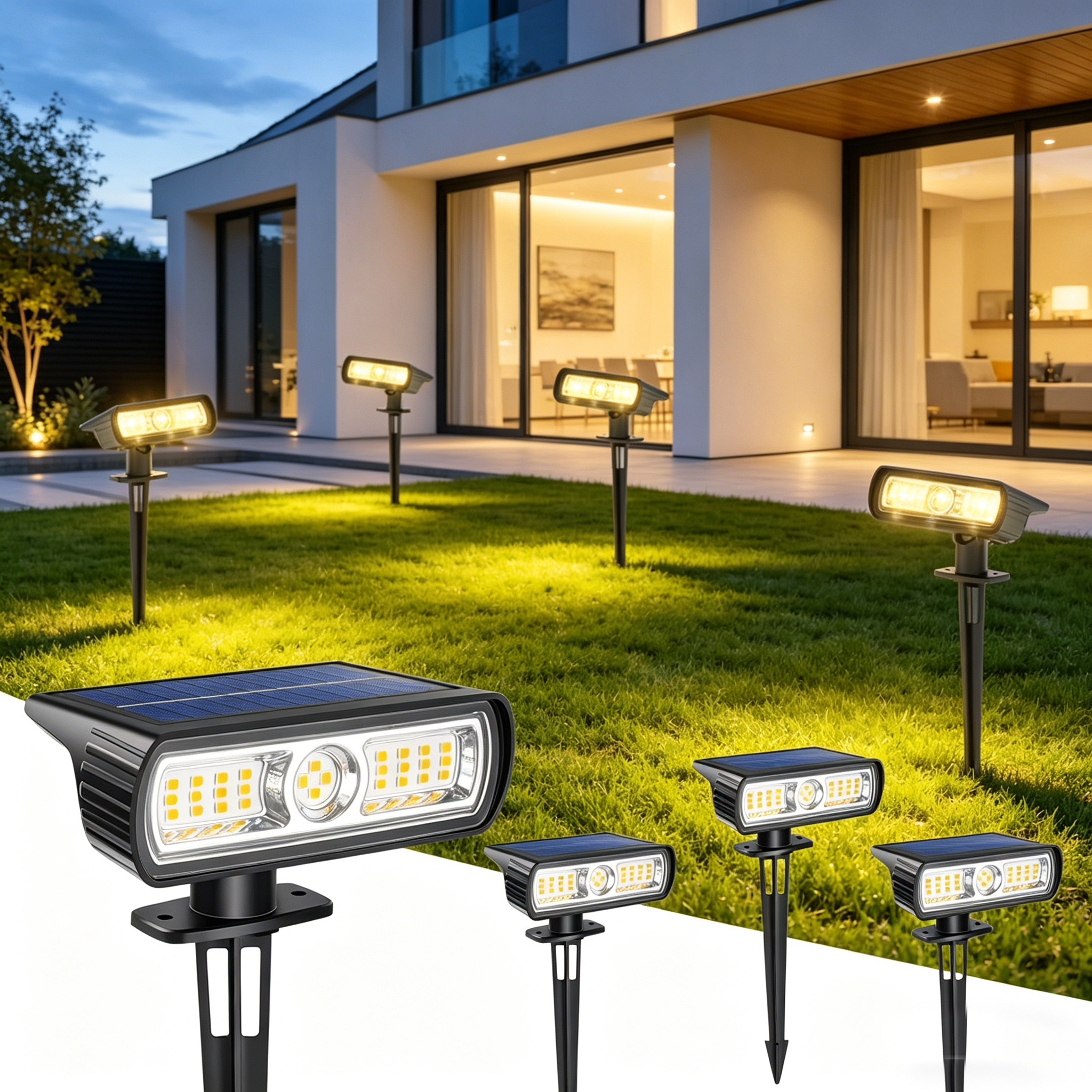 Outdoor Lighting Pathway - 4 Pack Solar Landscape Spot Lights