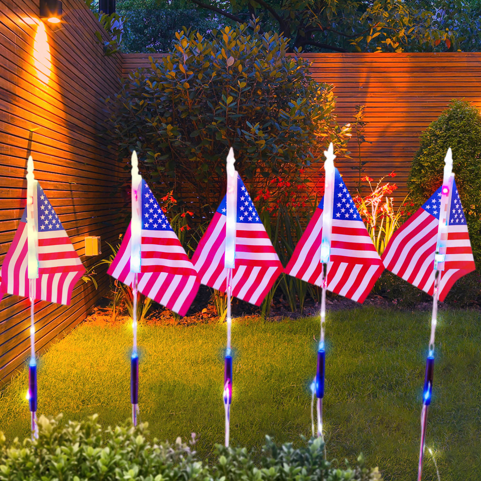 Solar Led American Flag Stake  - Outdoor Lighting Pathway reseña y precio
