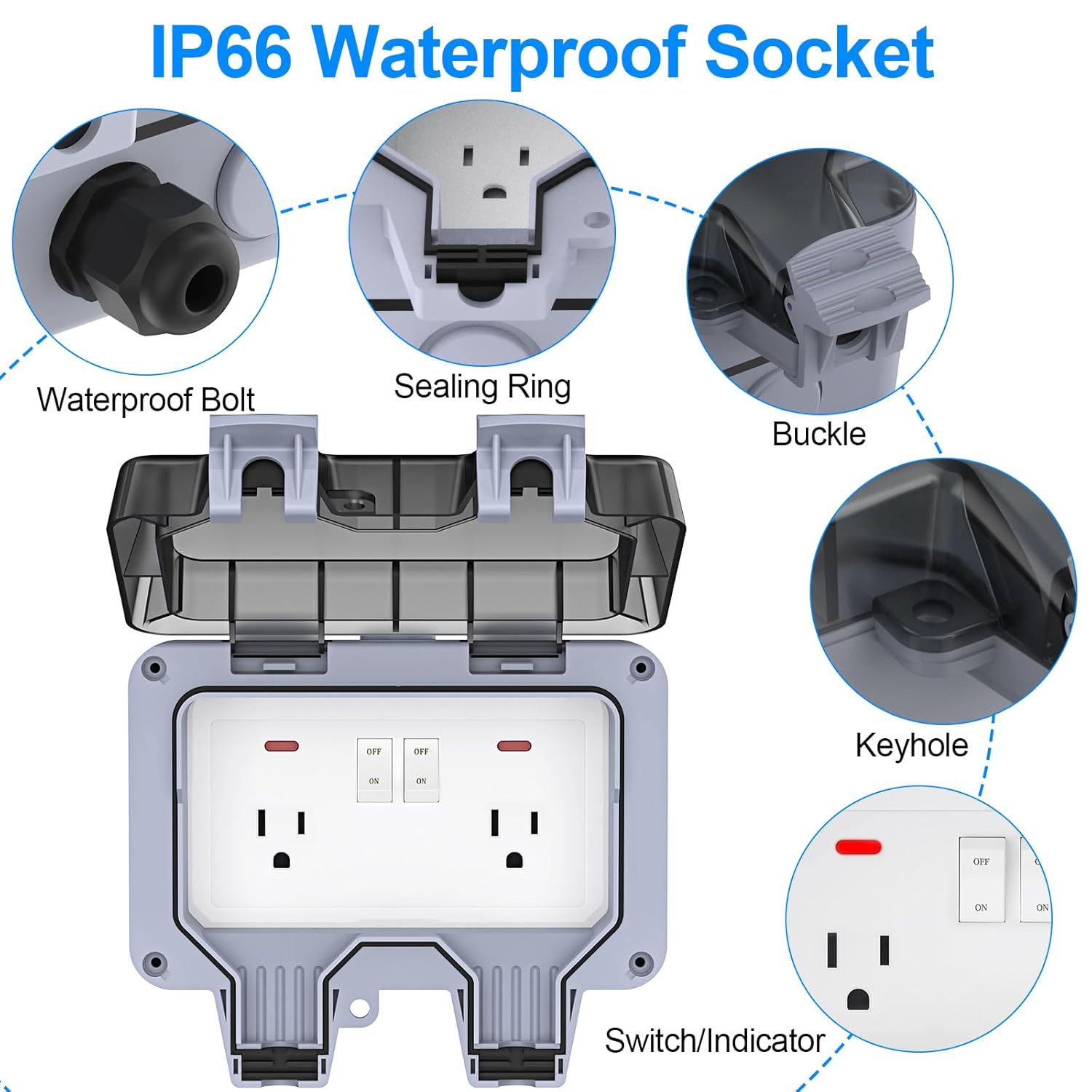 IP66 Waterproof Outdoor Outlet - Outdoor Lighting No Outlet reseña y precio