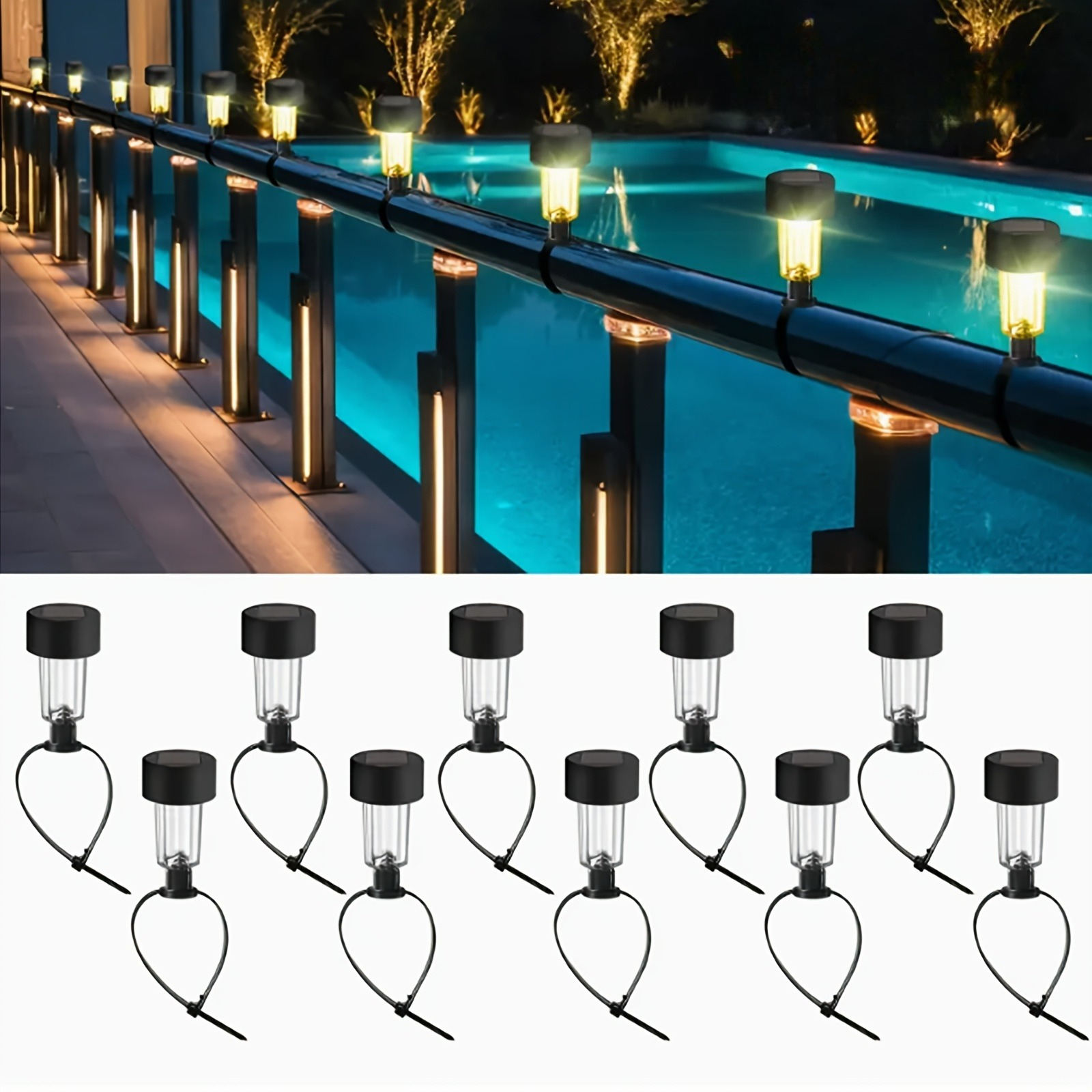 6 Packages Solar Pool Light Fr - Outdoor Lighting On Fence reseña y precio
