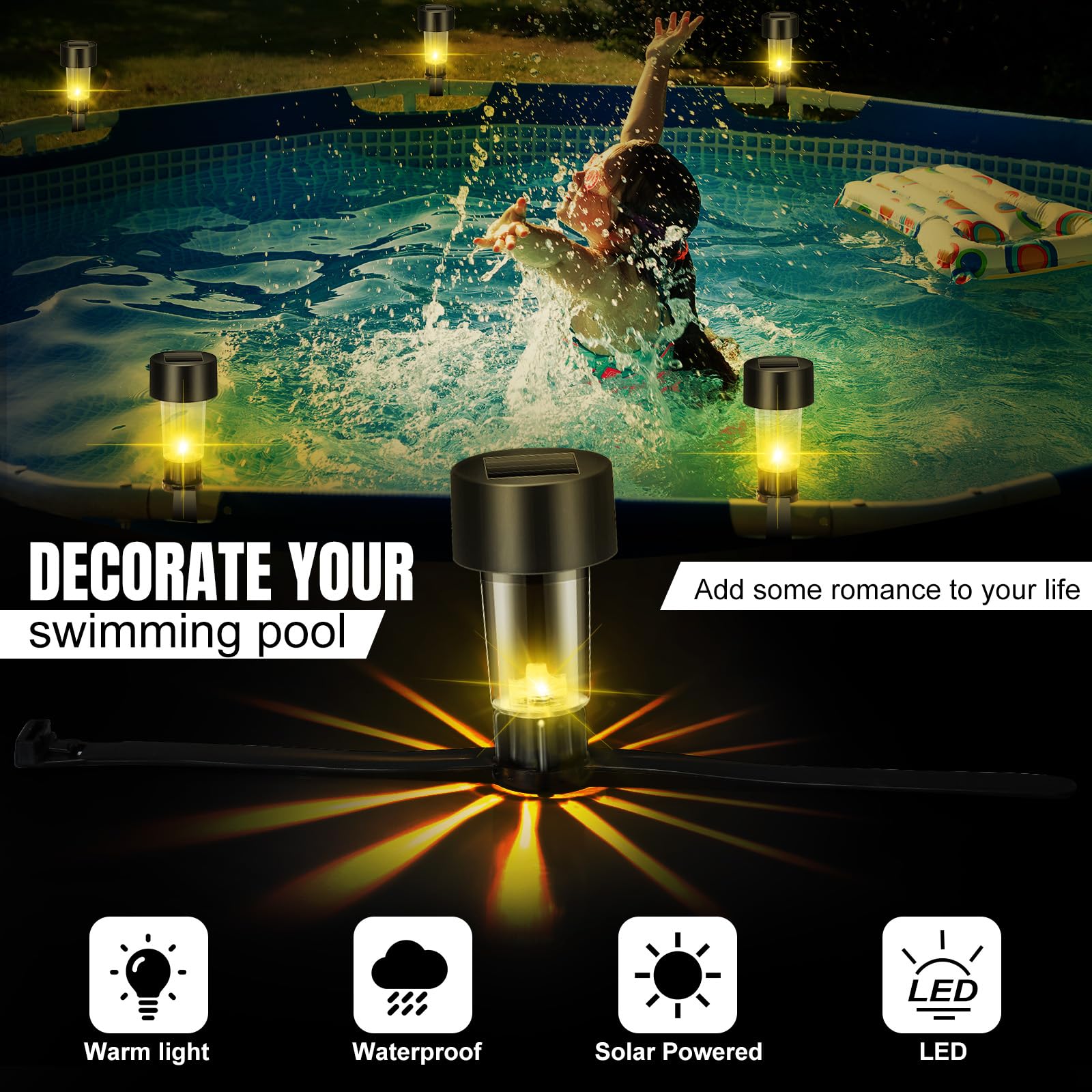 6 Packages Solar Pool Light Fr - Outdoor Lighting On Fence reseña y precio