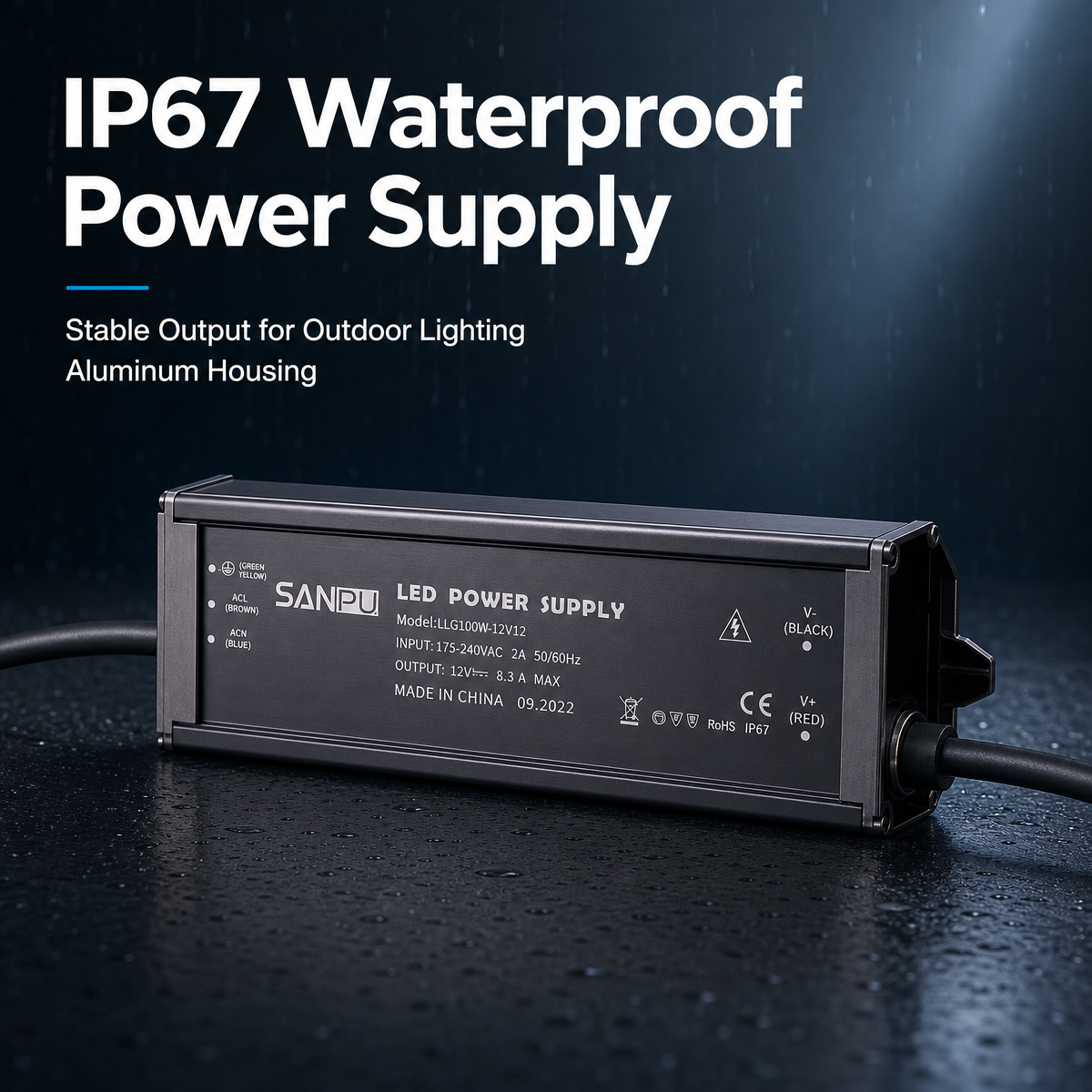 Ultra-Thin IP67 Waterproof Pow - Outdoor Lighting Transformer Box reseña y precio