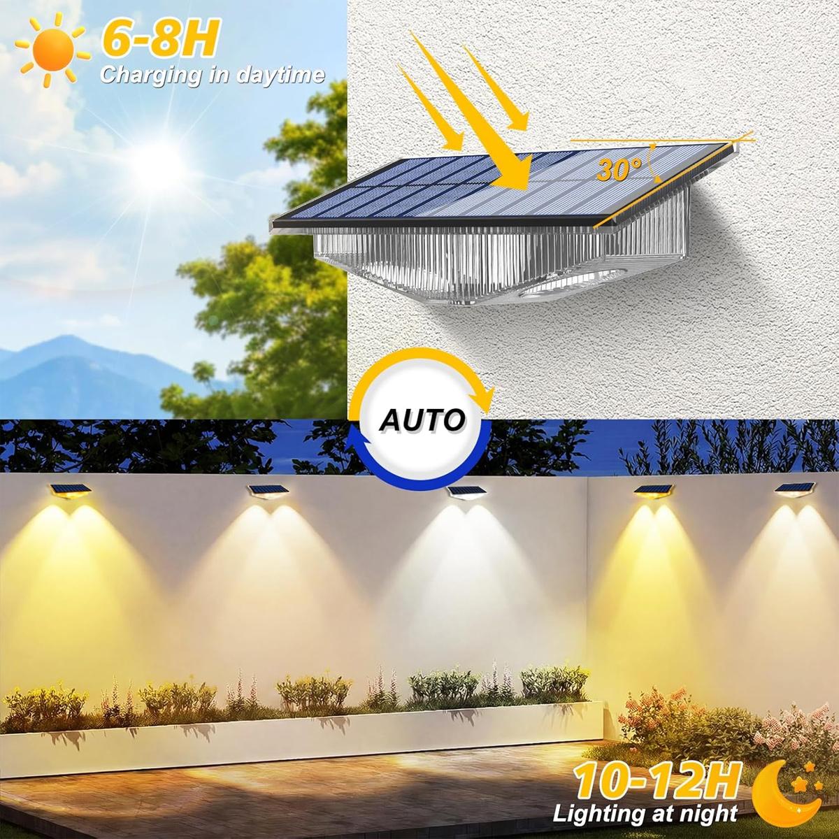 4Pcs Solar Fence Lights Dusk T - Outdoor Yard Lighting Fixtures reseña y precio