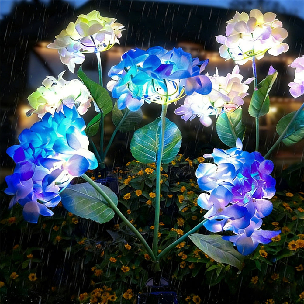 Solar Hydrangea Flower Lamp, S - Outdoor Lighting On Fence reseña y precio