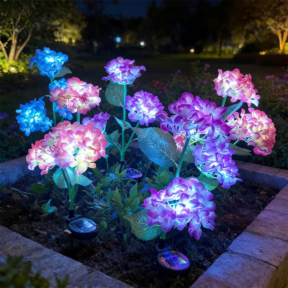 Solar Hydrangea Flower Lamp, S - Outdoor Lighting On Fence reseña y precio