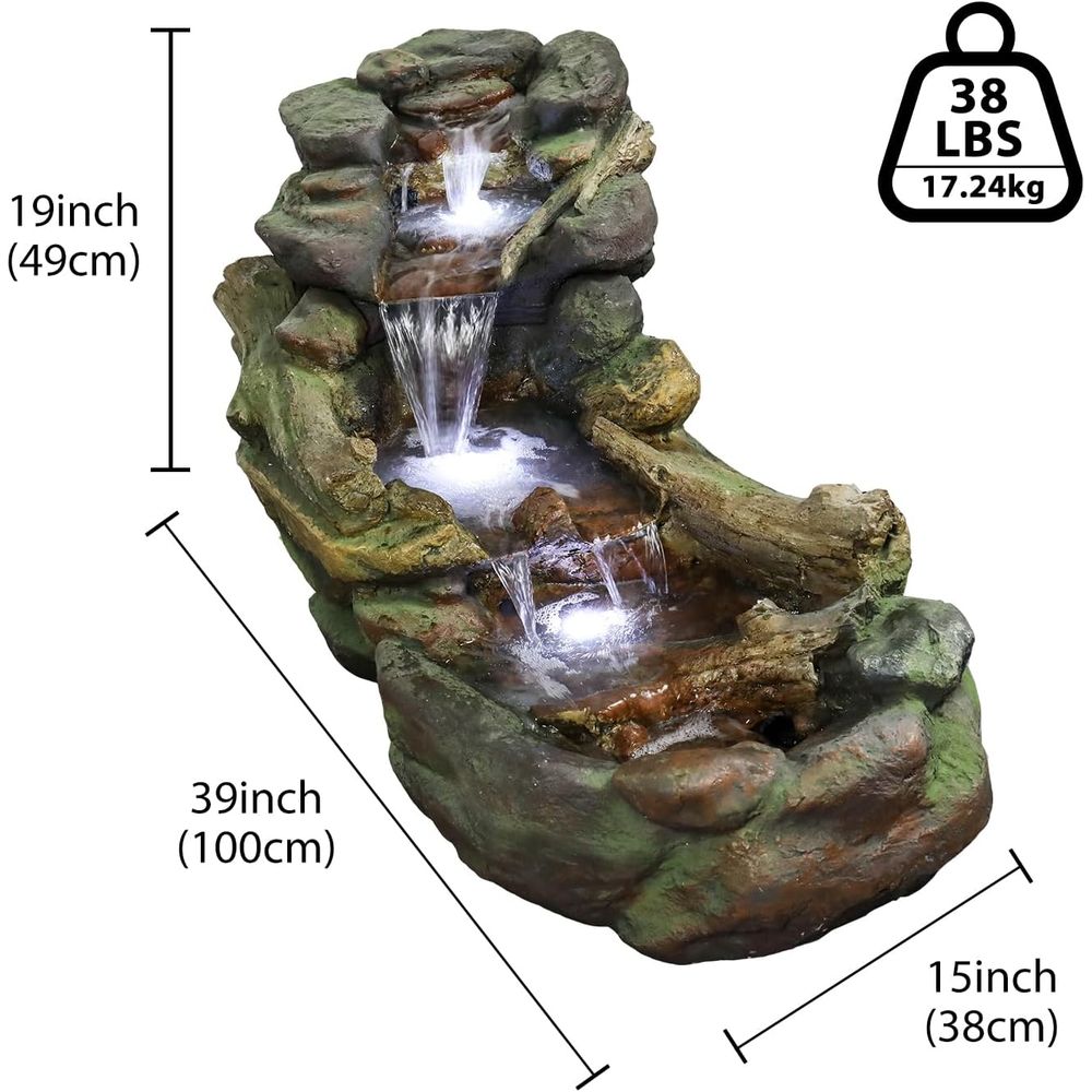 Multi-Tier Outdoor Water Fount - Outdoor Lighting For Backyard reseña y precio