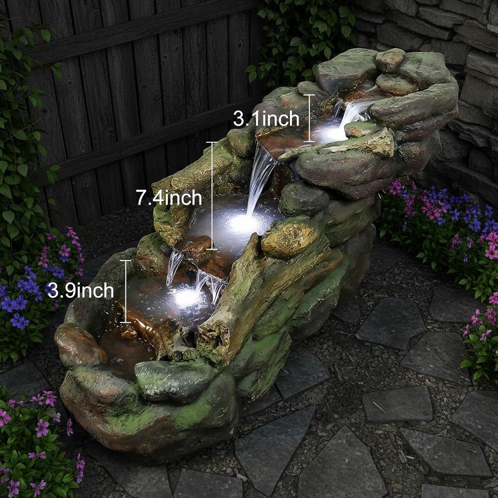 Multi-Tier Outdoor Water Fount - Outdoor Lighting For Backyard reseña y precio