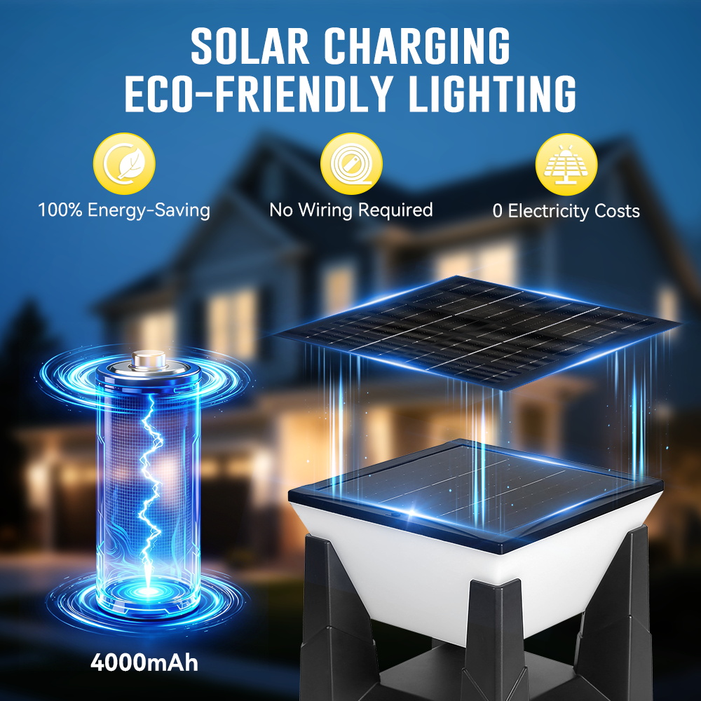 3-Color Solar Post Light IP65  - Outdoor Yard Lighting Fixtures reseña y precio