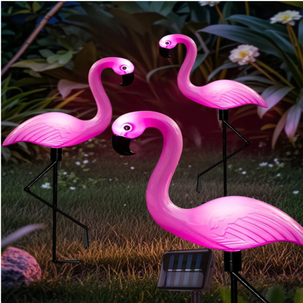 3Pcs Solar Powered Flamingo Gr - Outdoor Lighting Pathway reseña y precio