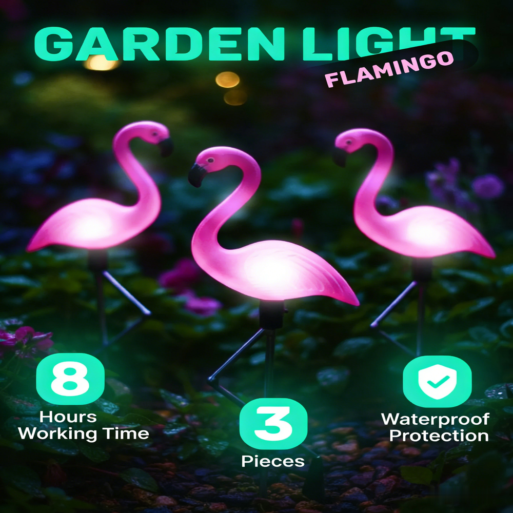 3Pcs Solar Powered Flamingo Gr - Outdoor Lighting Pathway reseña y precio