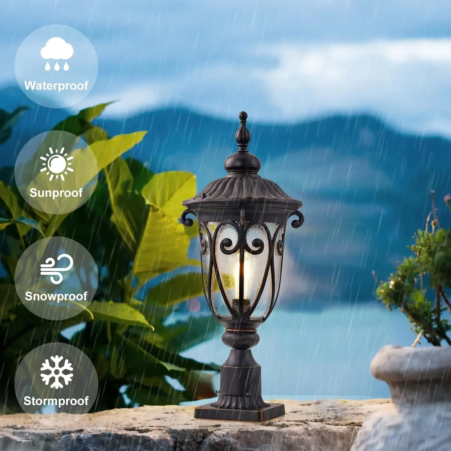 Outdoor Post Light Fixture wit - Outdoor Yard Lighting Fixtures reseña y precio