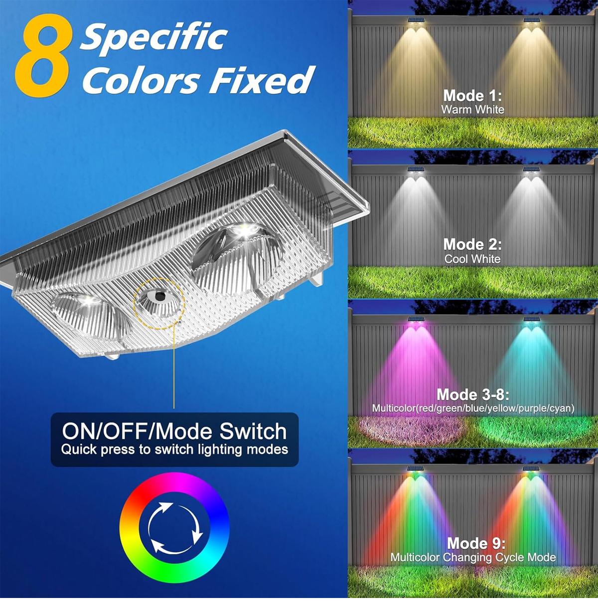 4Pcs Solar Fence Lights Light  - Outdoor Yard Lighting Fixtures reseña y precio