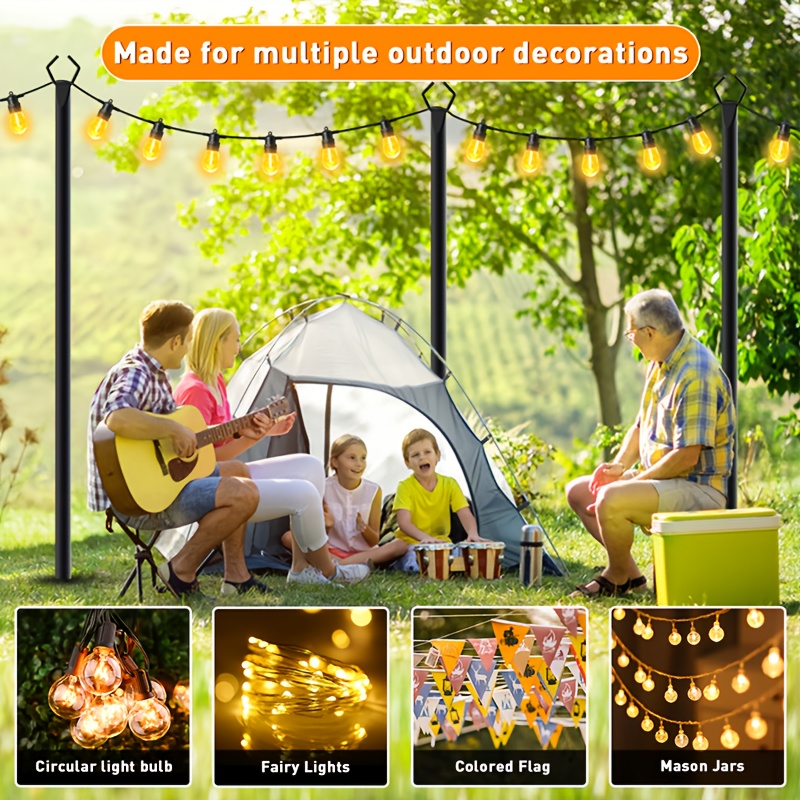 6pcs Metal Light Poles, 8.9ft  - Outdoor Lighting For Backyard reseña y precio