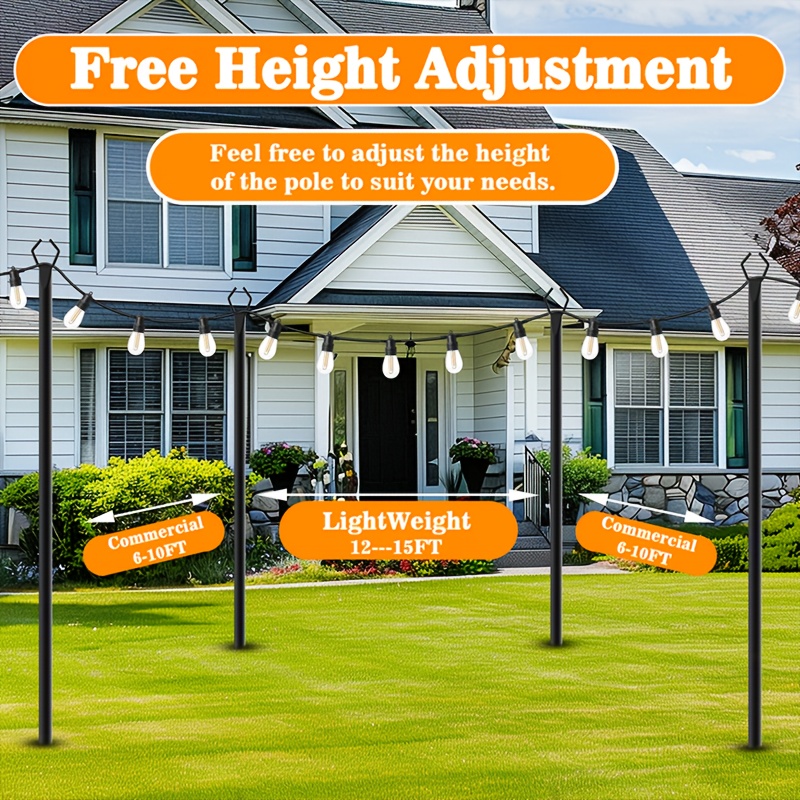 6pcs Metal Light Poles, 8.9ft  - Outdoor Lighting For Backyard reseña y precio