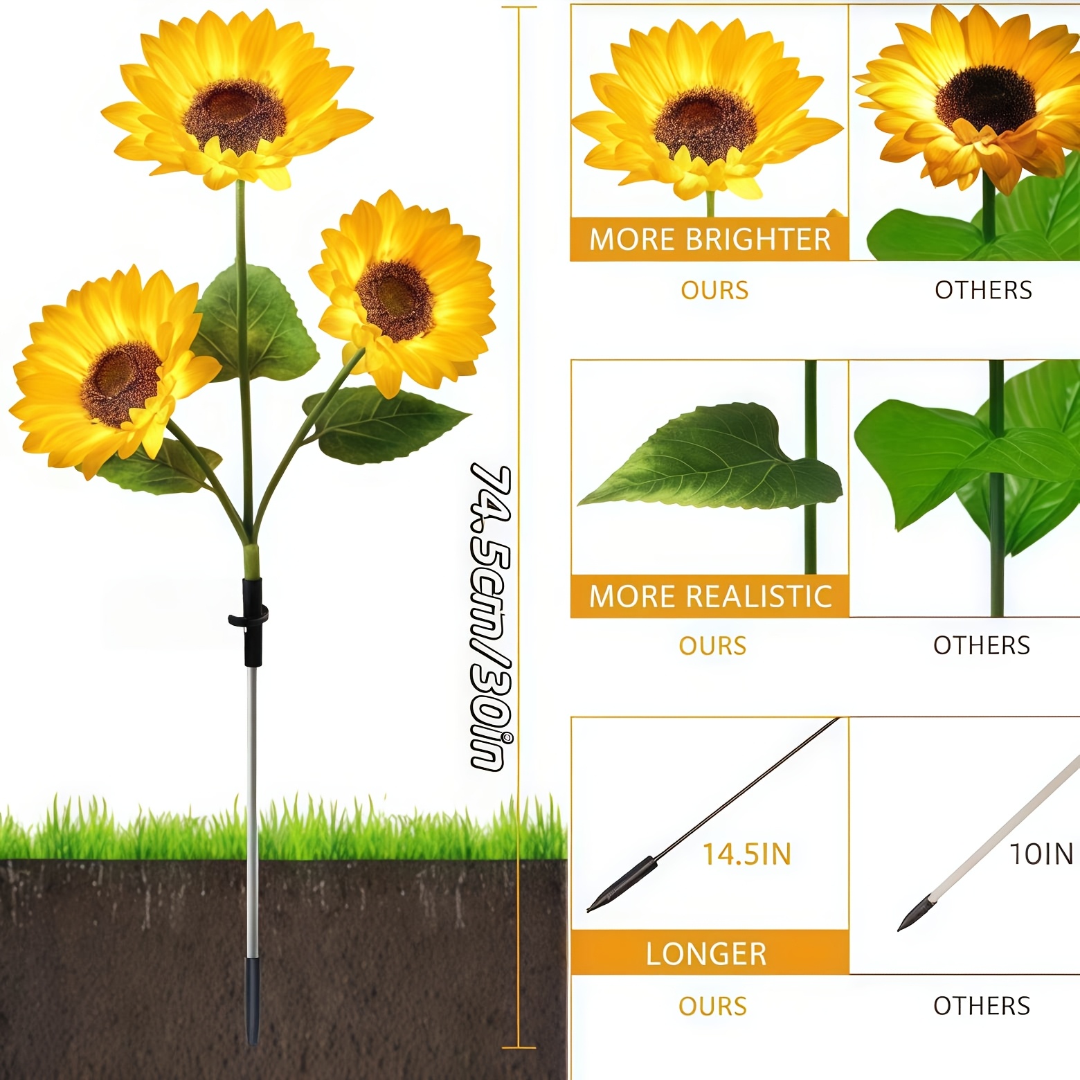 5pcs Solar Sunflower Lights, L - Outdoor Lighting Pathway reseña y precio