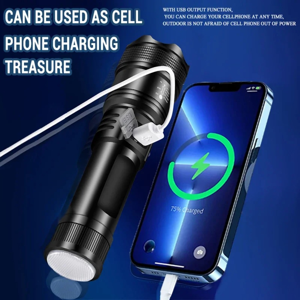 Powerful LED Flashlight USB Re - Outdoor Lighting Bollards reseña y precio