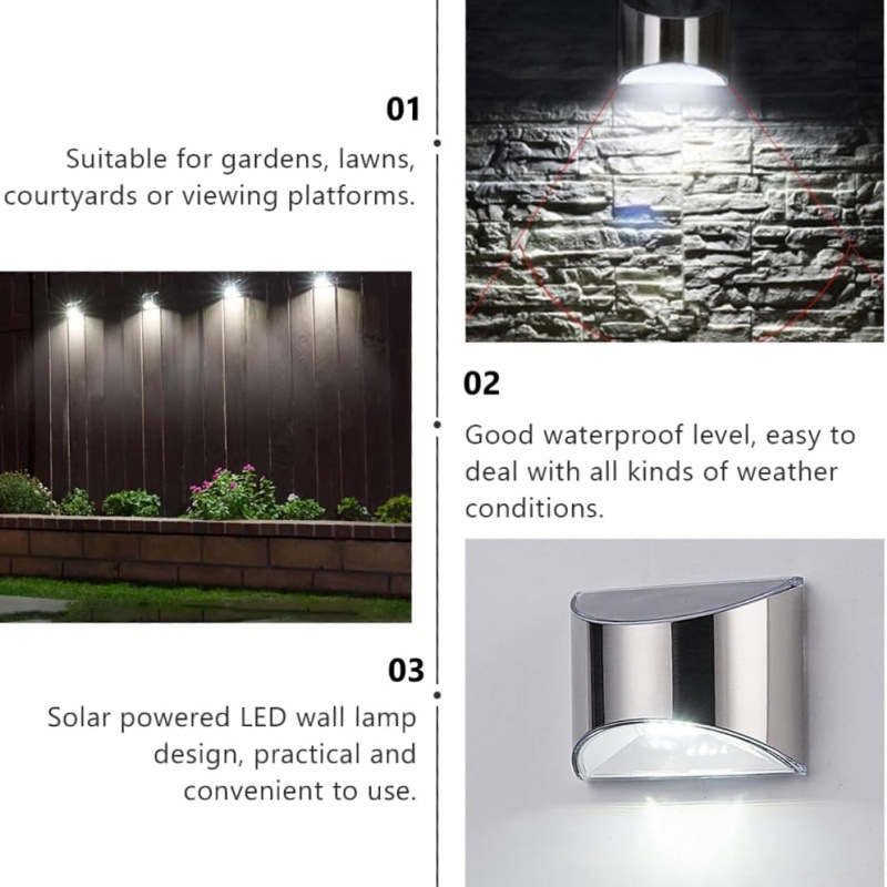 2Pcs Solar Garden Light Stainl - Outdoor Lighting On Fence reseña y precio