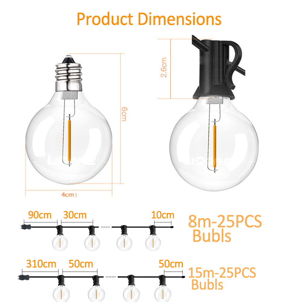 8M/15M G40 Globe String Lights - Outdoor Lighting For Backyard reseña y precio