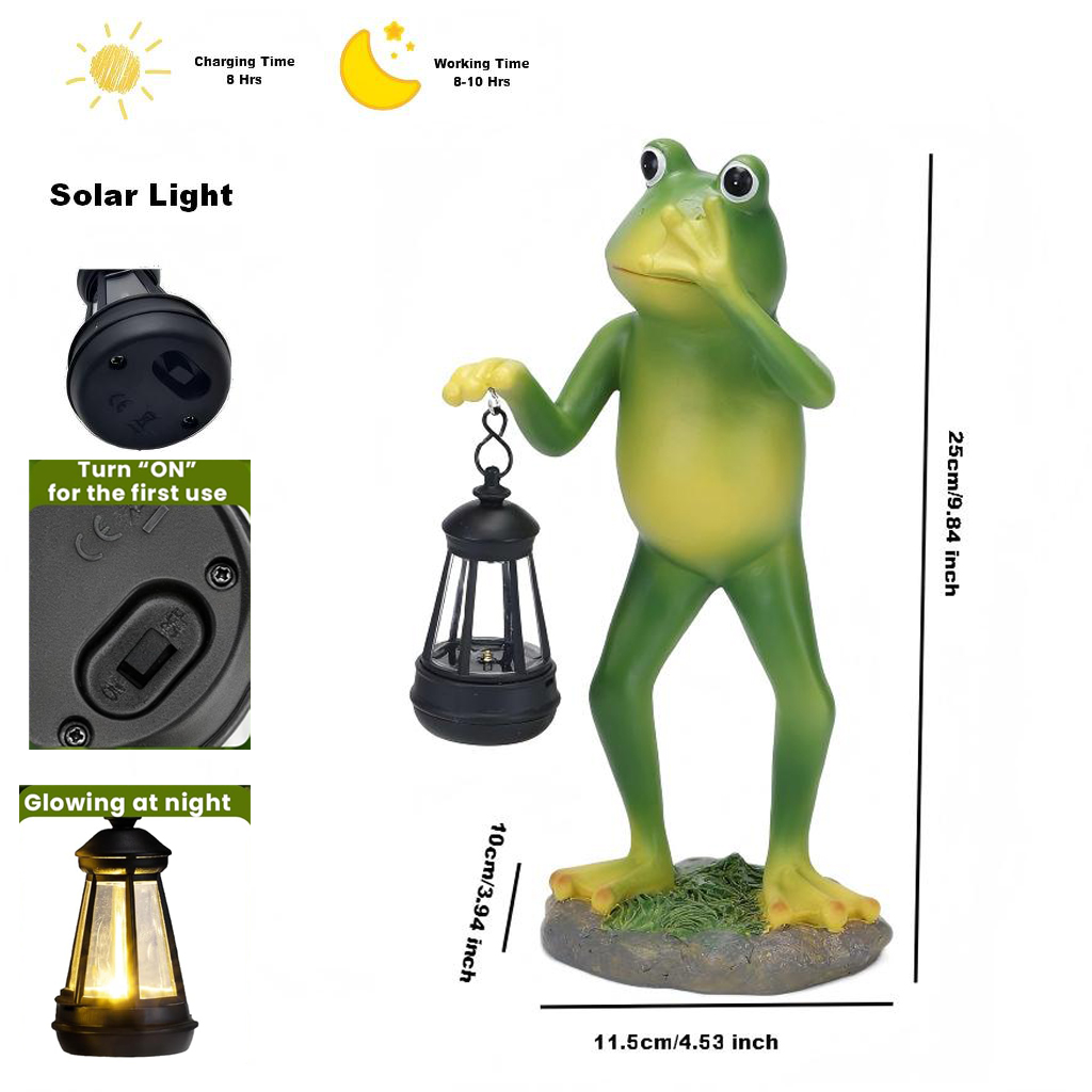 Solar Frog Garden Statue with  - Outdoor Lighting Pathway reseña y precio