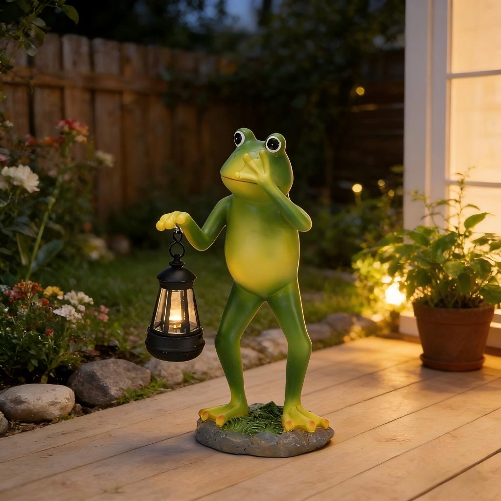 Solar Frog Garden Statue with  - Outdoor Lighting Pathway reseña y precio