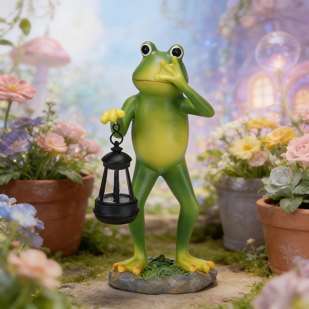 Solar Frog Garden Statue with  - Outdoor Lighting Pathway reseña y precio
