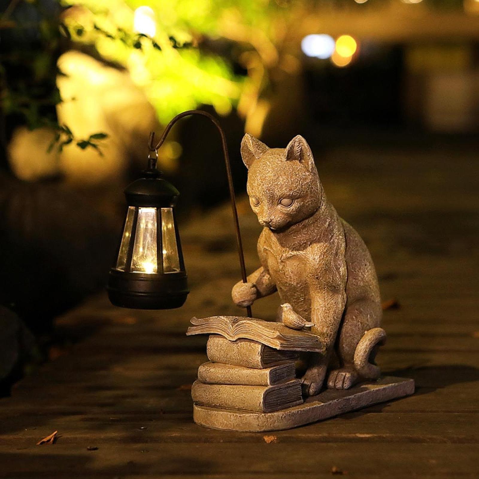 Cat Solar Garden Mini Statue S - Outdoor Lighting Pathway reseña y precio