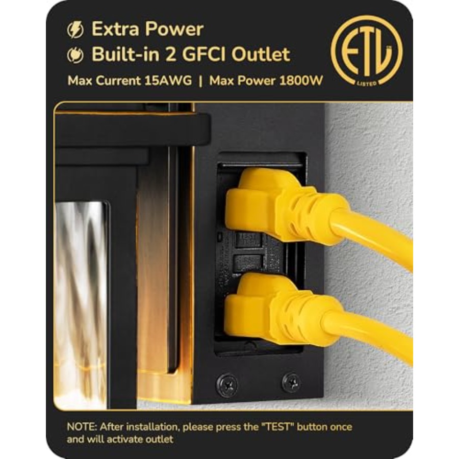 Outdoor Wall Light with GFCI O - Outdoor Lighting No Outlet reseña y precio